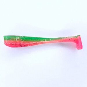 [FISH]rx RX Paddle Tail in Sour Watermelon, 3.5" — handcrafted soft plastic bait for SoCal inshore bass