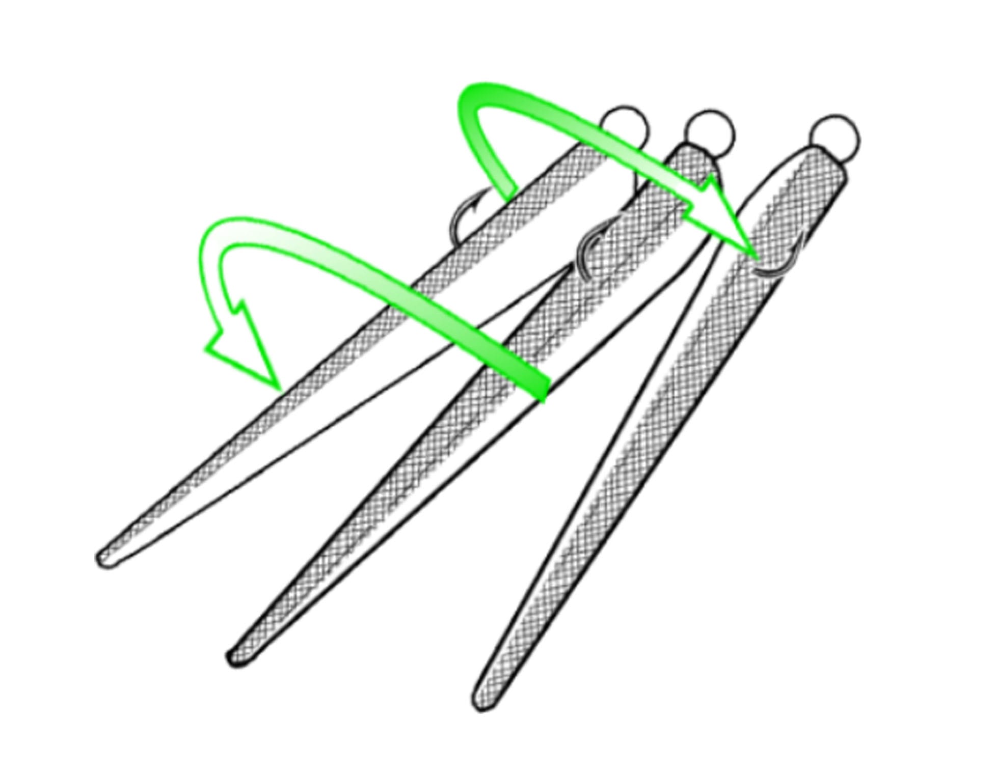 An illustration of how the RX Roll Head wobbles side to side.