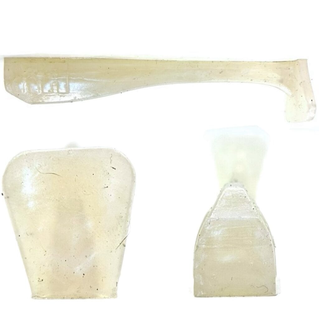 [FISH]rx RX Paddle Tail in Pearl, 3.5" — handcrafted soft plastic bait for SoCal inshore bass
