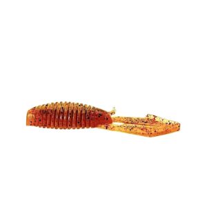 [FISH]rx RX Skeleton Craw in Caramel Red, 3.25" — handcrafted soft plastic bait for SoCal inshore bass
