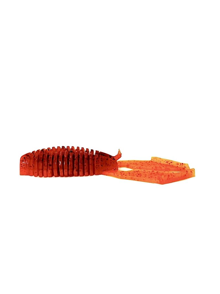 [FISH]rx RX Skeleton Craw in Fire Craw, 3.25" — handcrafted soft plastic bait for SoCal inshore bass