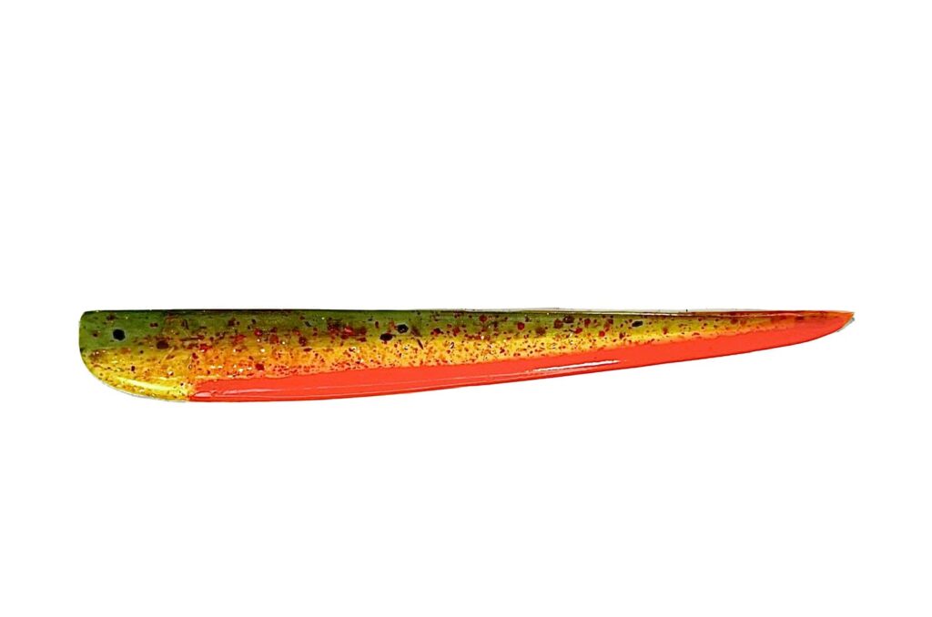 [FISH]rx RX Slug in Brook Trout, 4" — handcrafted soft plastic bait for SoCal inshore bass