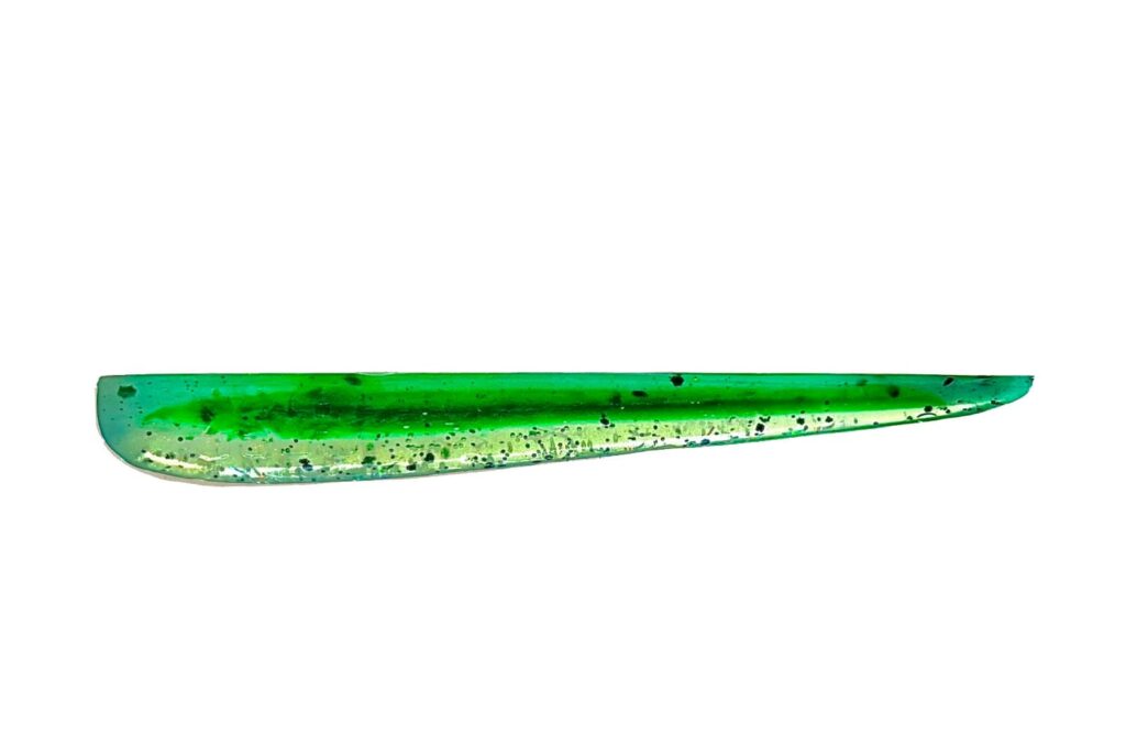 [FISH]rx RX Slug in Glacier Mint, 4" — handcrafted soft plastic bait for SoCal inshore bass