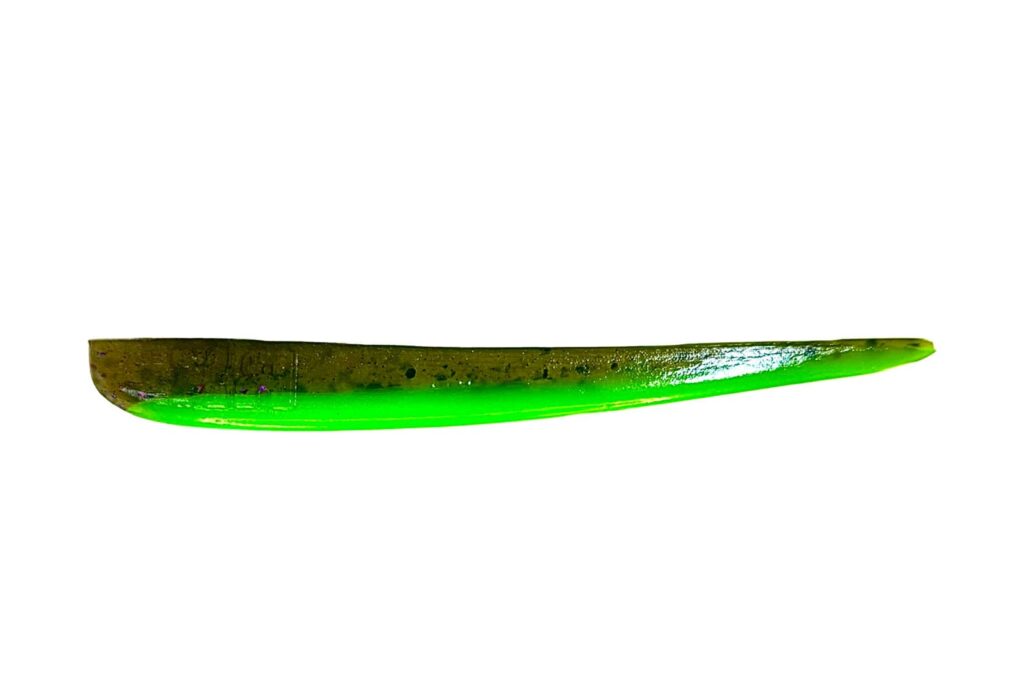 [FISH]rx RX Slug in Spottie Special, 4" — handcrafted soft plastic bait for SoCal inshore bass