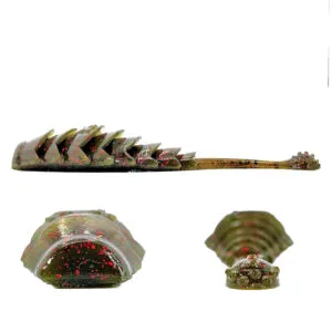 [FISH]rx RX Dragon Tail in GP Red, 3.25" — handcrafted soft plastic bait for SoCal inshore bass