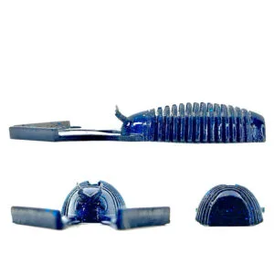 [FISH]rx RX Skeleton Craw in Black N Blue, 3.25" — handcrafted soft plastic bait for SoCal inshore bass