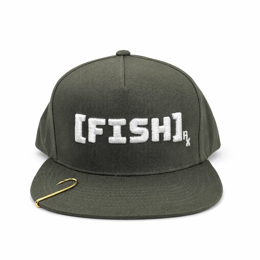 [FISH]rx Snapback – Olive with White Logo