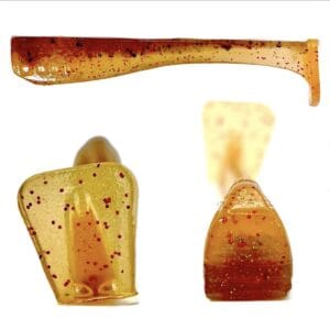 [FISH]rx RX Paddle Tail in Fireball, 3.5" — handcrafted soft plastic bait for SoCal inshore bass