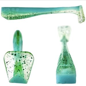 [FISH]rx RX Paddle Tail in Mint N Clear, 3.5" — handcrafted soft plastic bait for SoCal inshore bass