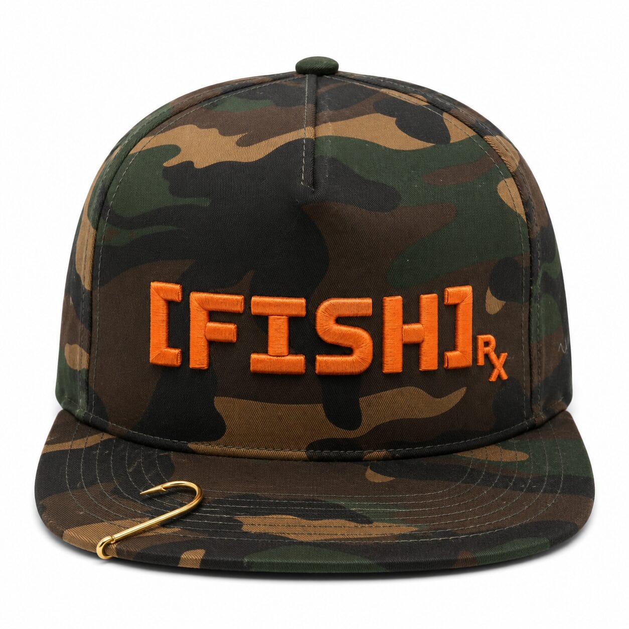 [FISH]rx Snapback – CAMO WITH ORANGE LOGO